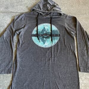 Yosemite Half Dome Hooded Womens Long Sleeve Shirt Small Gray Outdoor Hiking Y2K